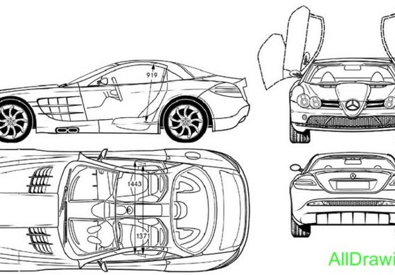Mercedes-Benz SLR (2005) (Мерcедес-Бенз СЛР (2005)) - чертежи (рисунки) автомобиля
